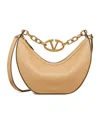 Valentino Vlogo Moon Cappuccino-coloured Small Hobo Bag In Nude
