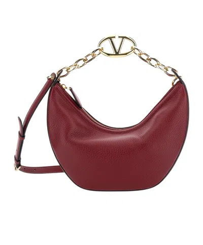 Valentino Garavani Small Vlogo Moon Shoulder Bag In Red