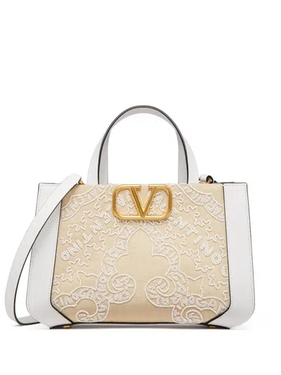 VALENTINO GARAVANI SMALL VLOGO SIGNATURE BEADED TOTE BAG