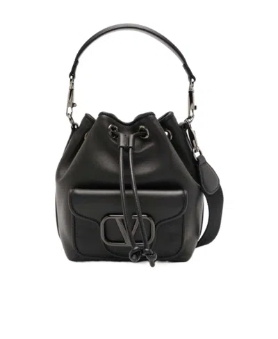 Valentino Garavani Small Vlogo Signature Bucket Bag In Black