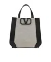 Valentino Small Vlogo Signature Canvas Tote Bag In Black