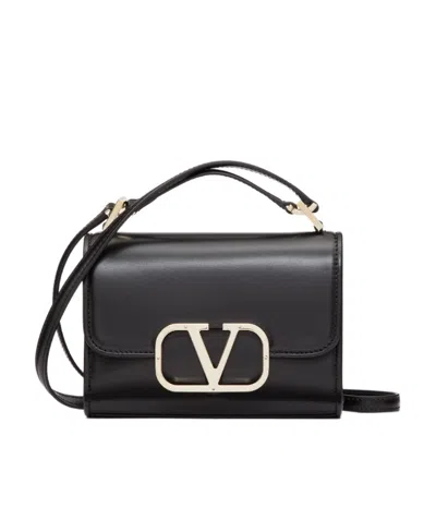 Valentino Garavani Small Vlogo Type Shoulder Bag In Black