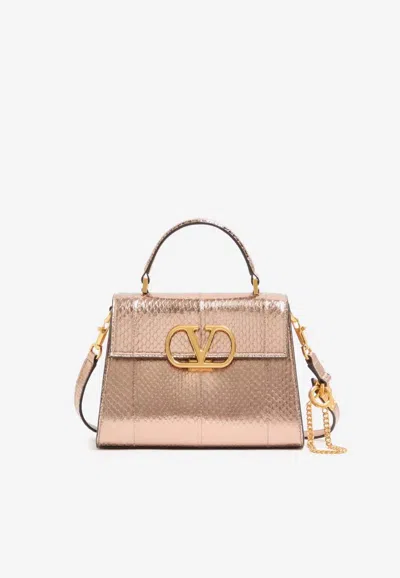 VALENTINO GARAVANI SMALL VSLING LAMINATED ELAPHE LEATHER TOP HANDLE BAG