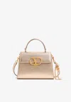 Valentino Small Vsling Laminated Elaphe Leather Top Handle Bag In Gold