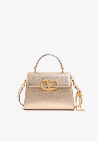 VALENTINO GARAVANI SMALL VSLING LAMINATED LEATHER TOP HANDLE BAG