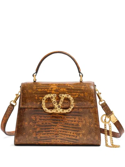 Valentino Garavani Small Vsling Tote Bag In Brown