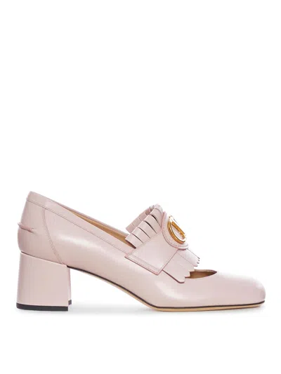 Valentino Garavani Smooth Calfskin Leather Shoes With Vlogo In Color Carne Y Neutral