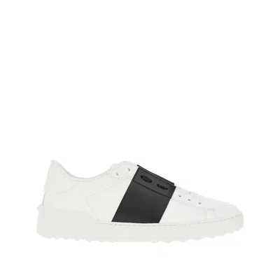 Valentino Garavani Open Leather Sneakers With Contrast Band And Stud Details Shoes In White