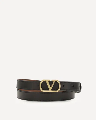 Valentino Garavani Smooth Leather Reversible Belt In Black