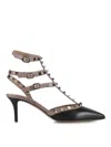 Valentino Smooth Leather Rockstud Slingback In Black