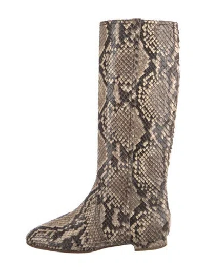 Pre-owned Valentino Garavani Snakeskin Animal Print Boots In Multi