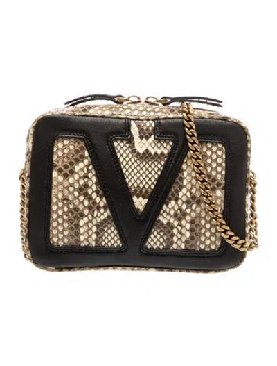 Pre-owned Valentino Garavani Snakeskin Garavani Viva Superstar Small In Neutral