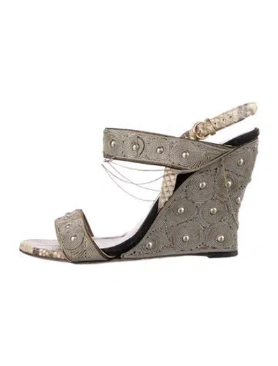 Pre-owned Valentino Garavani Snakeskin Patterned Espadrilles