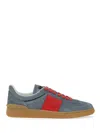 Valentino Garavani Men Upvillage Low Top Sneaker In Split Leather And Calfskin Nappa Leather In Blue