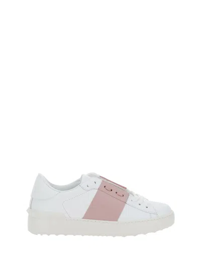 Valentino Garavani Rockstud Open Sneakers In Bianco/water Rose/bianco