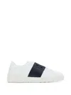 Valentino Blue Calf Leather Bos Taurus Low Top Sneakers In White