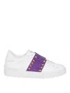Valentino Rockstud Untitled Suede-panel Sneakers In White