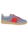 Valentino Garavani Men Upvillage Low Top Sneaker In Split Leather And Calfskin Nappa Leather In Rjd Grey Coral Red Nero Grey Nero Ambra