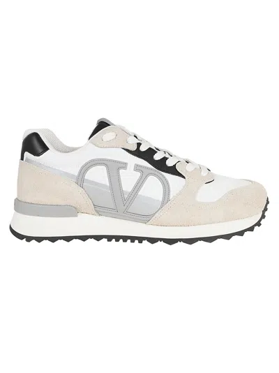 Valentino Garavani Multicolor Leather And Fabric Vlogo Pace Sneakers In White