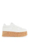 Valentino Leather Platform Sneakers Perforated Detailing In White