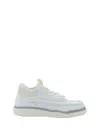 Valentino Calf Leather And Fabric Mid-top Runboot Sneakers In Biancolivorynlivnlivnb