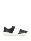 Valentino Garavani Open Leather Sneakers With Contrast Band And Stud Details Shoes In Black