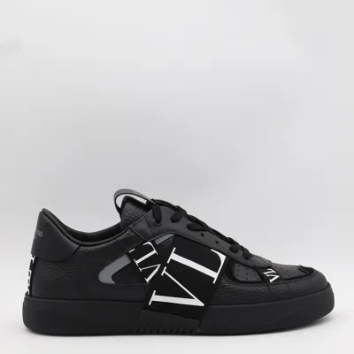 Valentino Garavani Black Calf Leather Bos Taurus Low Top Sneakers