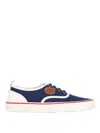 Valentino Garavani Blue Low Top Sneakers With Vlogo Patch On The Side In Cotton Man In Blue