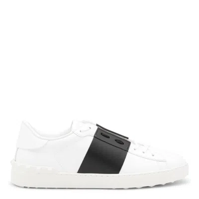 Valentino Garavani Open Leather Sneakers With Contrast Band And Stud Details Shoes In White