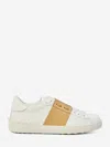 Valentino Open Sneakers In Leather With Contrast Colored Stripe And Stud Detail In White