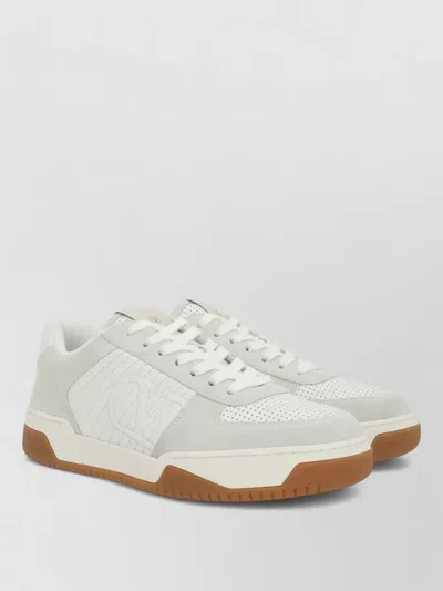 Valentino Garavani Sneakers Perforated Detailing Rubber Sole Suede Accents In White