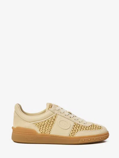 Valentino Garavani Upvillage Sneakers In Woven Raffia In Neutral