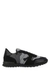 Valentino Garavani Mans Rockrunner Camouflage Noir Leather And Fabric Sneakers In Black