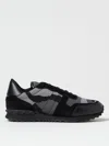 Valentino Garavani Mans Rockrunner Camouflage Noir Leather And Fabric Sneakers In Black