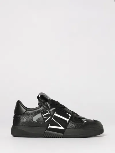 Valentino Garavani Black Calf Leather Bos Taurus Low Top Sneakers