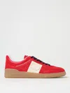 Valentino Garavani Upvillage Low Top Trainer In Split Leather And Calfskin Nappa Leather In Red
