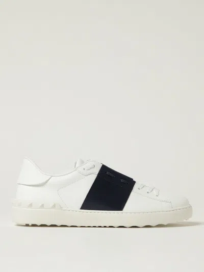 Valentino Garavani Open Leather Sneakers With Contrast Band And Stud Details Shoes In White