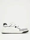 Valentino Garavani White And Grey Leather Low Top One Stud Sneakers In White