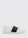 Valentino Blue Calf Leather Bos Taurus Low Top Sneakers In White