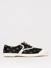 Valentino Black Cotton Sneakers With Floral Pattern And Rubber Sole In Multicolor