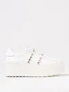 Valentino Garavani Flatform Rockstud Untitled Trainer In Calfskin And Wool Woman White 39 In White