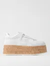 Valentino Leather Platform Sneakers Perforated Detailing In White