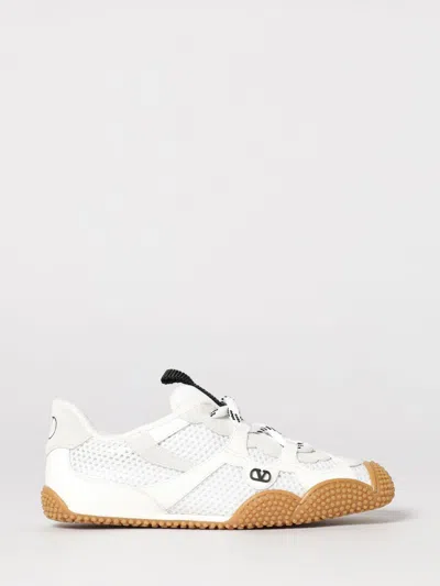Valentino Garavani Amphibia Sneaker In Rubberised Calfskin And Split Leather Woman White 41
