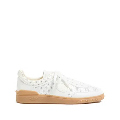Valentino Garavani Nappa Leather Upvillage Round Toe Sneakers In White
