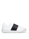 Valentino Blue Calf Leather Bos Taurus Low Top Sneakers In White