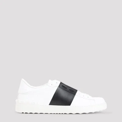 Valentino Garavani Open Leather Sneakers With Contrast Band And Stud Details Shoes In White