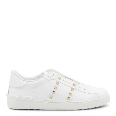 Valentino Garavani Calfskin Rockstud Untitled Sneaker For Man In White