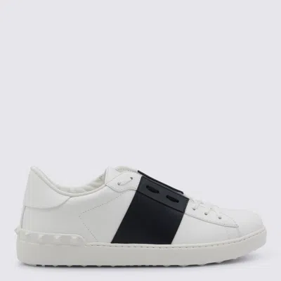 Valentino Garavani Open Leather Sneakers With Contrast Band And Stud Details Shoes In White