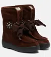 Valentino Garavani Snowish Suede Ankle Boots In Brown