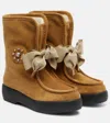 Valentino Snowish Suede Ankle Boots In Brown